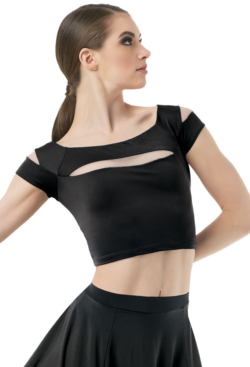 Boat Neck Cap Sleeve Crop Top