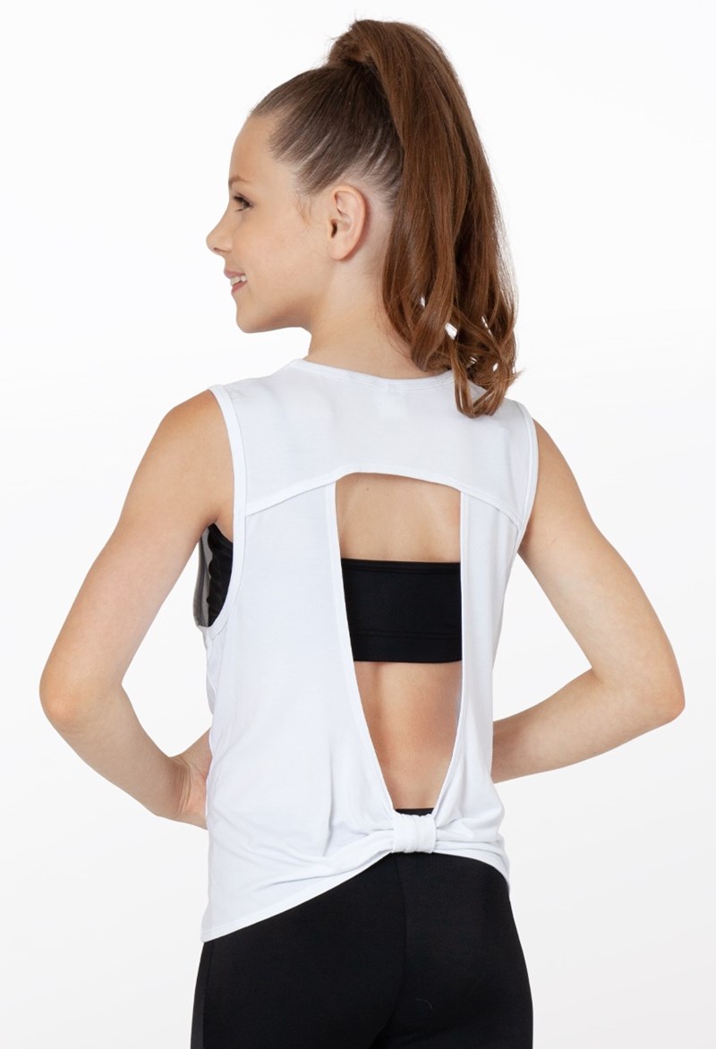 Dance Tops - Open Bow Back Tank - White - Extra Small Adult - NV12120