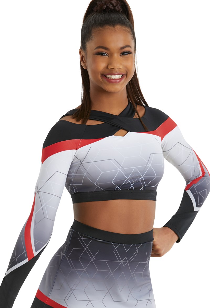 Geo Printed Long Sleeve Crop