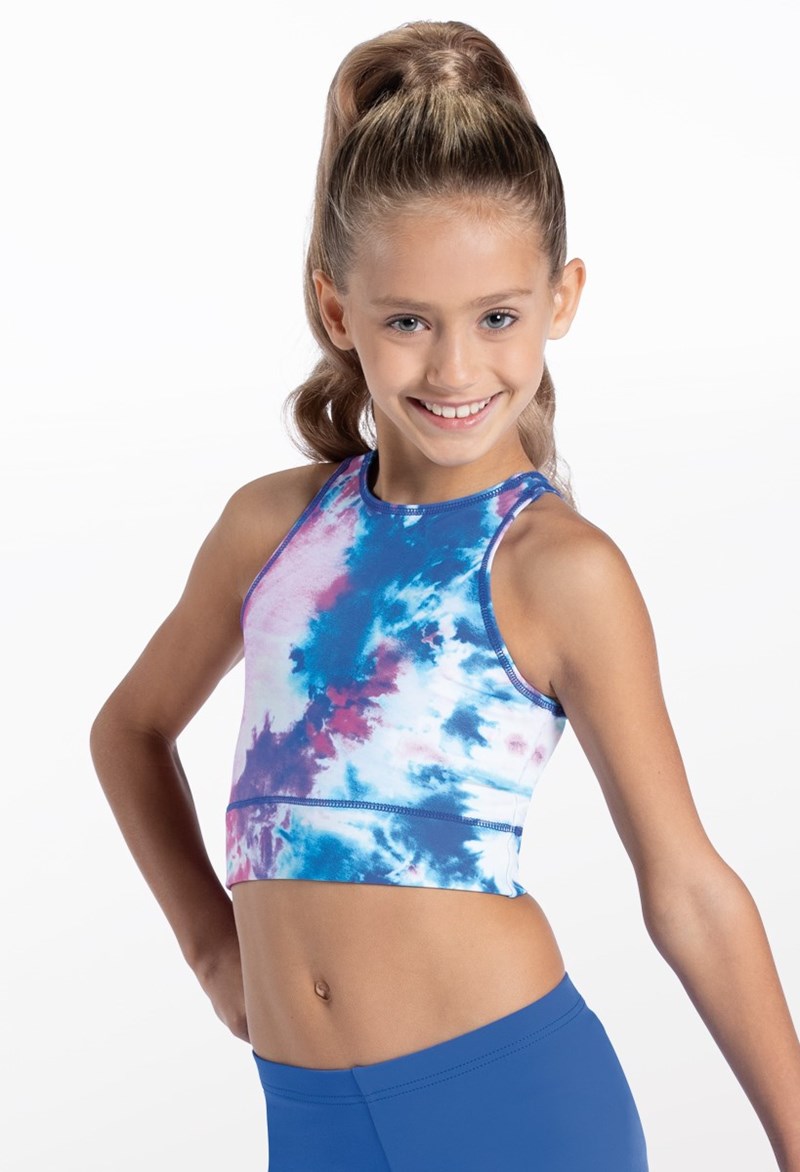 Dance Tops - Gradient Print Crop Top - BLUE/PURPLE TIE DYE - Small Child - PL11713