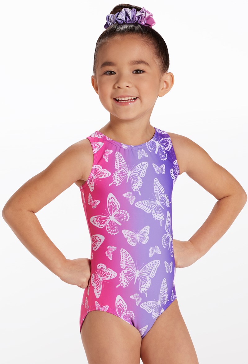 Gymnastic Leotards - Fantasy Prints Leotard - AMETHYST OMBRE BUTTERFLY - Extra Small Child - PL12305