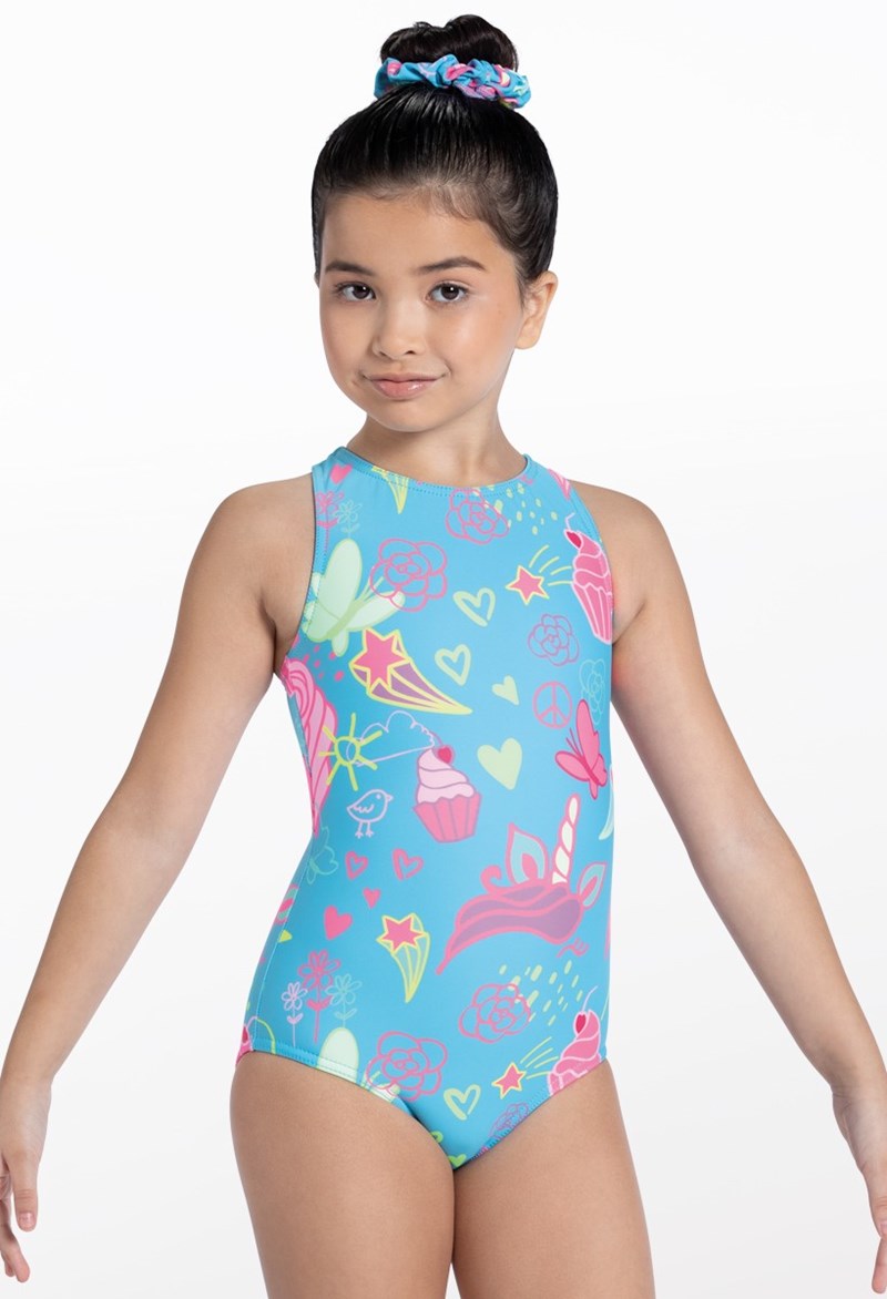 Gymnastic Leotards - Fantasy Prints Leotard - NEON DOODLE - Extra Small Child - PL12305