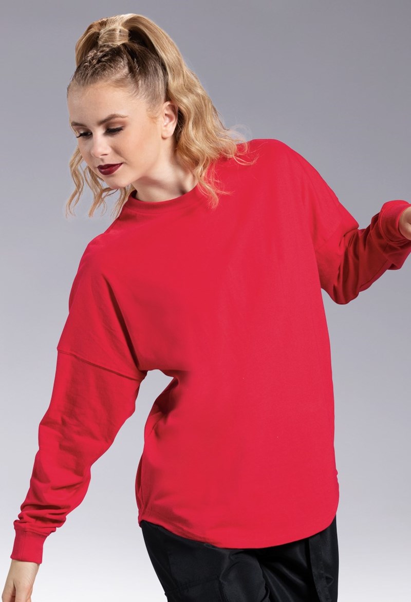 Dance Tops - Long Sleeve Tee - Red - Medium Adult - PT12725