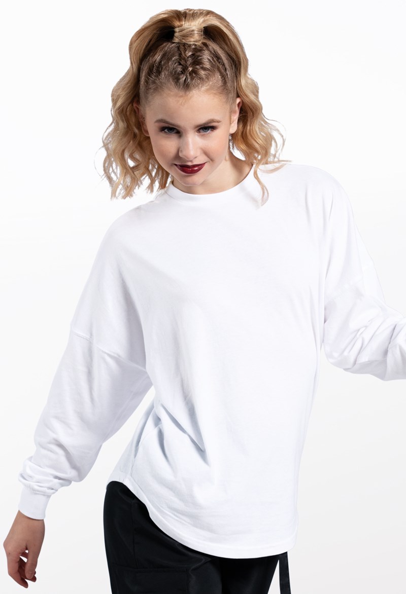 Dance Tops - Long Sleeve Tee - White - Medium Adult - PT12725