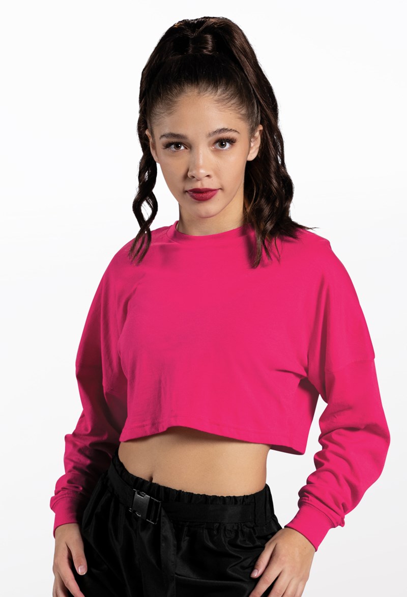 Dance Tops - Cropped Long Sleeve Tee - Lipstick - Extra Large Adult - PT12726
