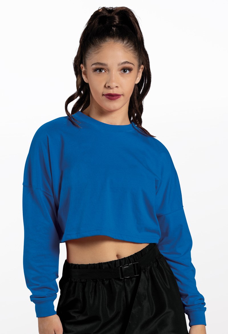 Dance Tops - Cropped Long Sleeve Tee - Royal - Extra Large Adult - PT12726