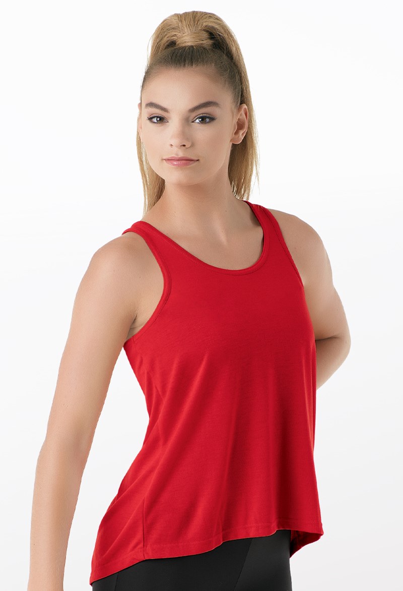 Dance Tops - Flyaway Racerback Tank Top - Red - Medium Adult - PT9669