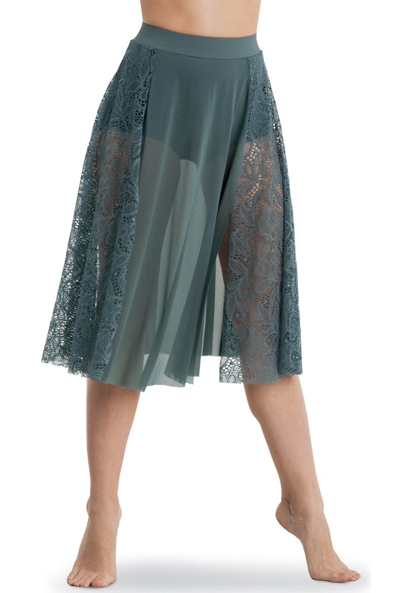 Lace And Mesh Midi Skirt