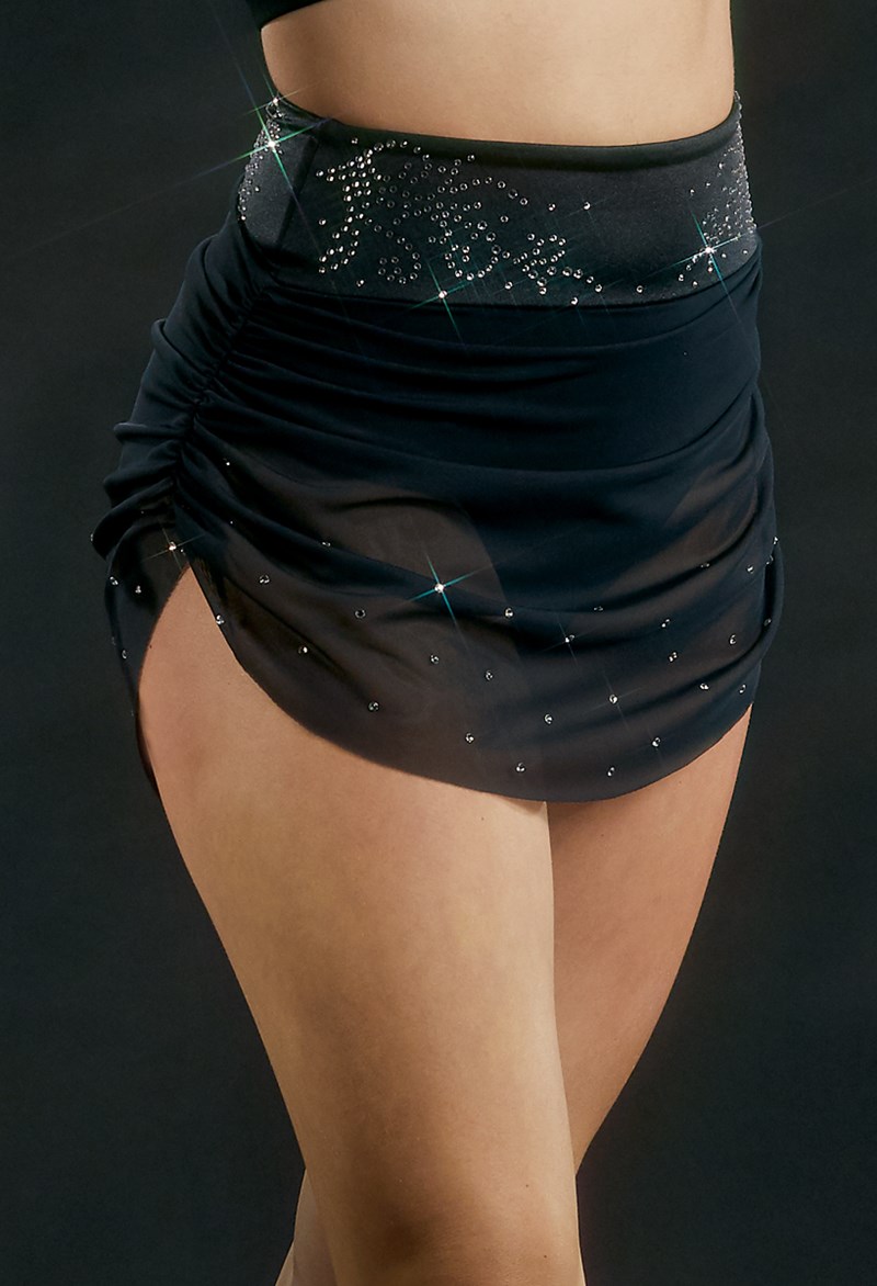 Ivy Sky Performance Crystal Vines Mesh Skirt - Black - S11183