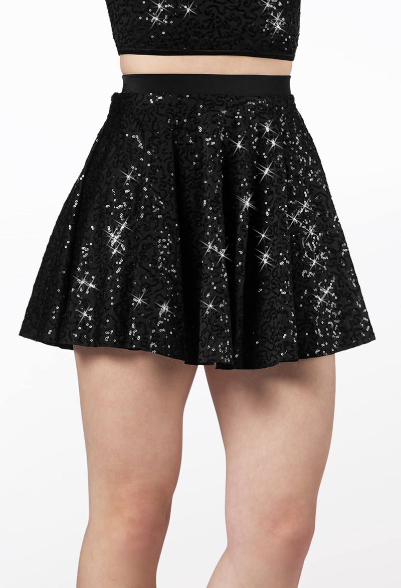 Dance Skirts and Tutus - Sequin Skater Skirt - Black - Extra Large Adult - S12431