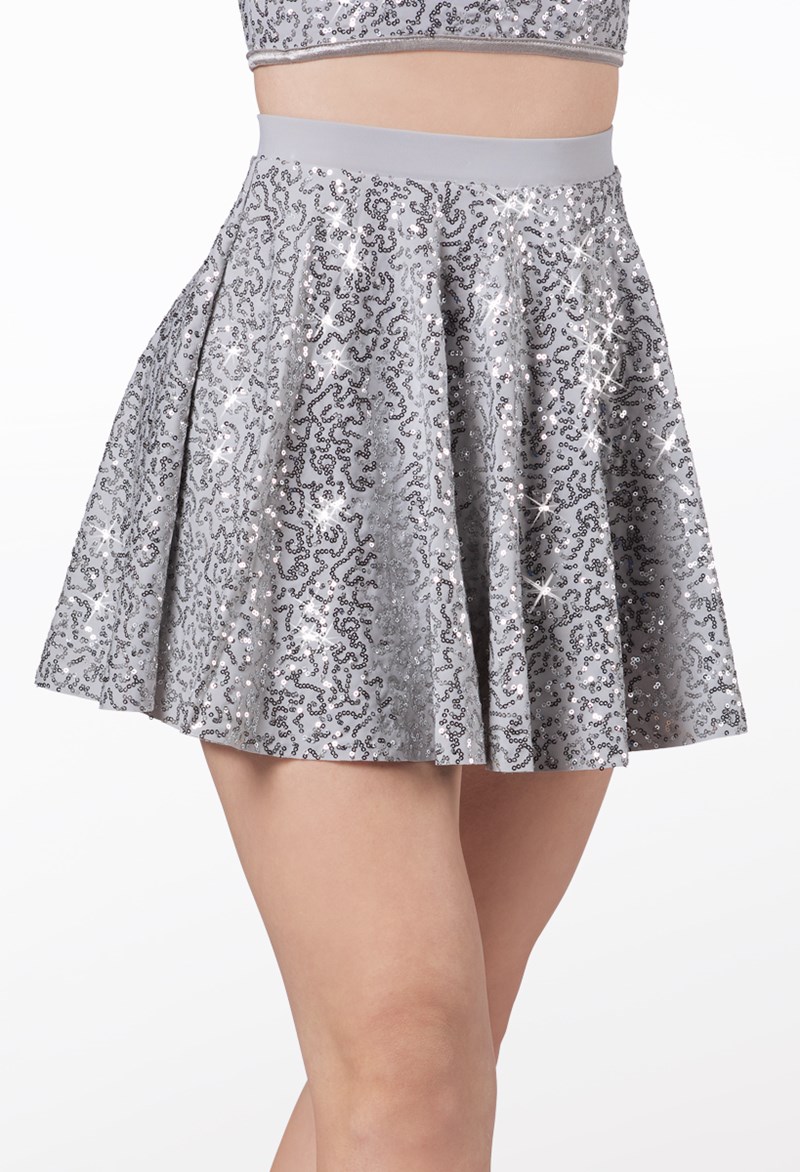 Dance Skirts and Tutus - Sequin Skater Skirt - Silver - Large Child - S12431