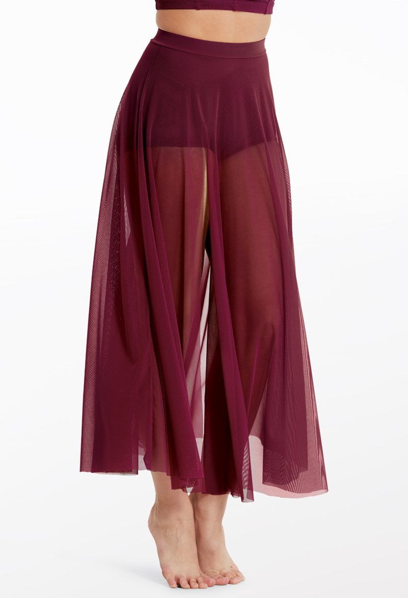 Dance Skirts and Tutus - High Waist Mesh Maxi Skirt - Black Cherry - Medium Adult - S7823
