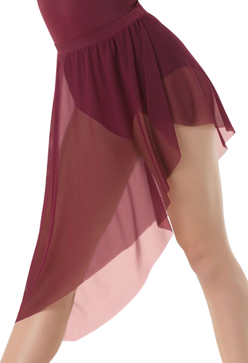Dance Skirts and Tutus - Asymmetrical Mesh Skirt - Black Cherry - Large Child - S9714