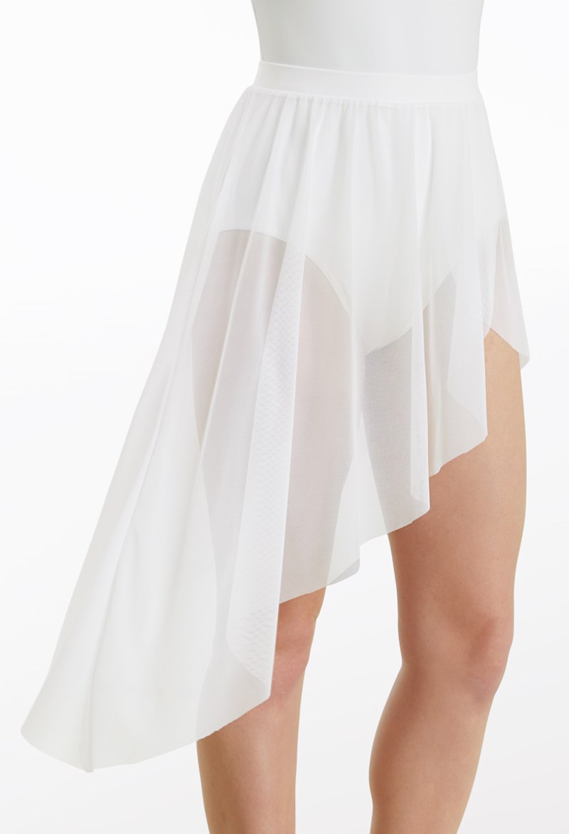 Dance Skirts and Tutus - Asymmetrical Mesh Skirt - White - Large Adult - S9714