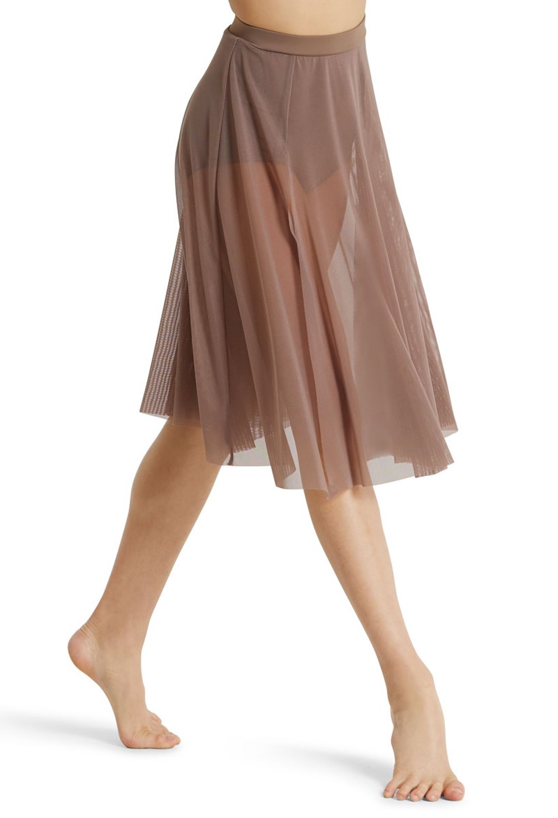 Dance Skirts and Tutus - Midi Length Mesh Skirt - Mocha - Large Child - S9768