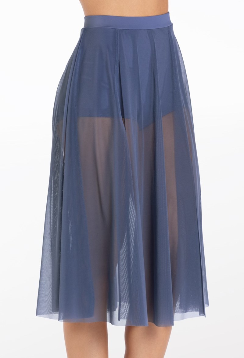 Dance Skirts and Tutus - Midi Length Mesh Skirt - Slate Blue - Medium Adult - S9768
