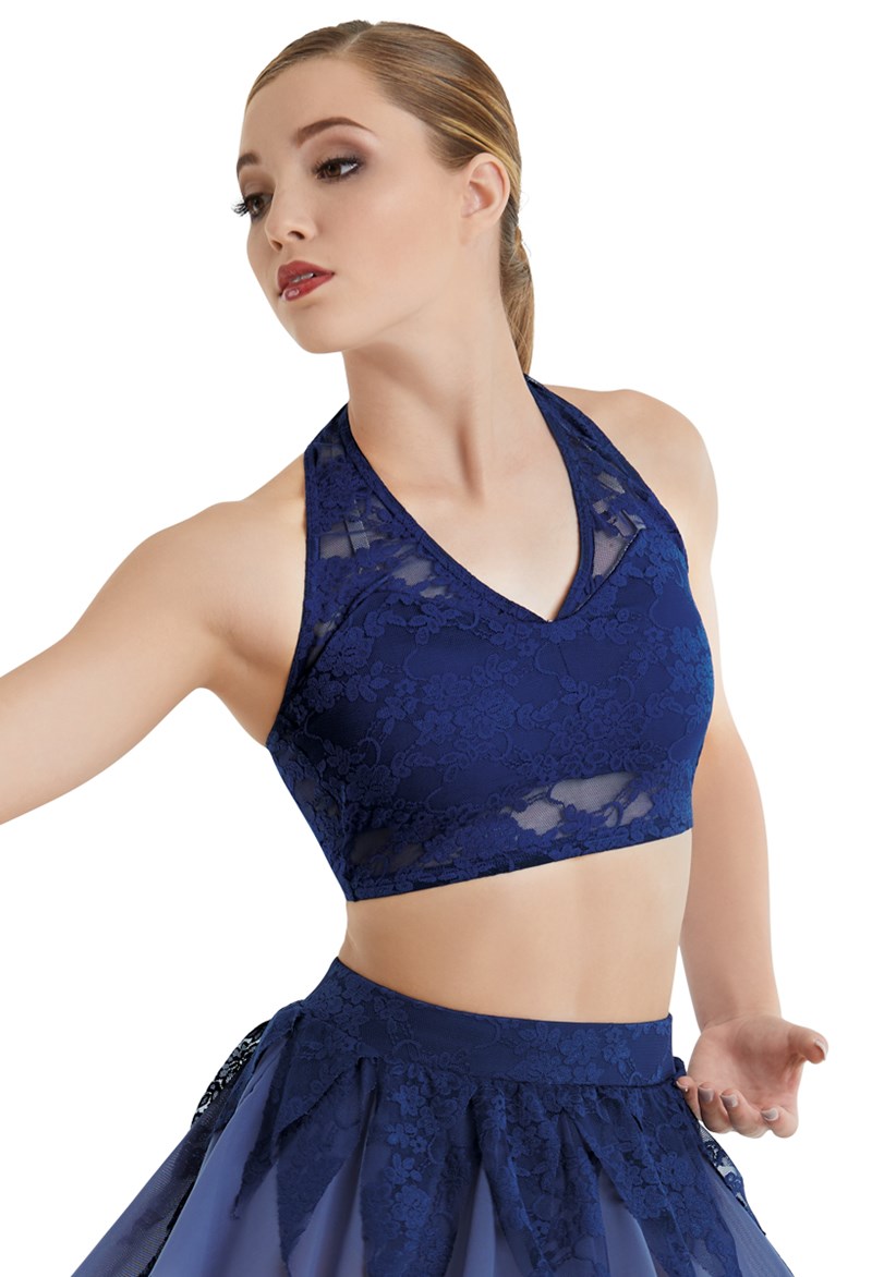 Stretch Lace Halter Crop Top