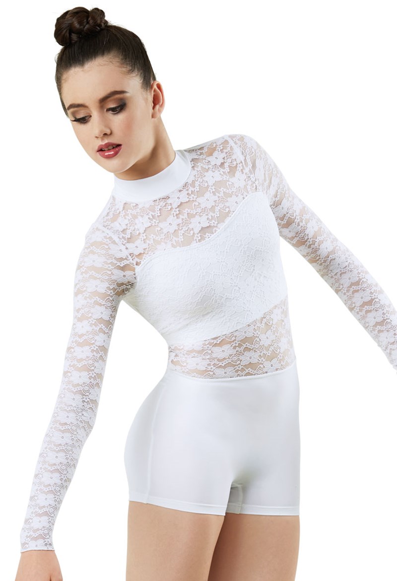 Mock Neck Lace Biketard