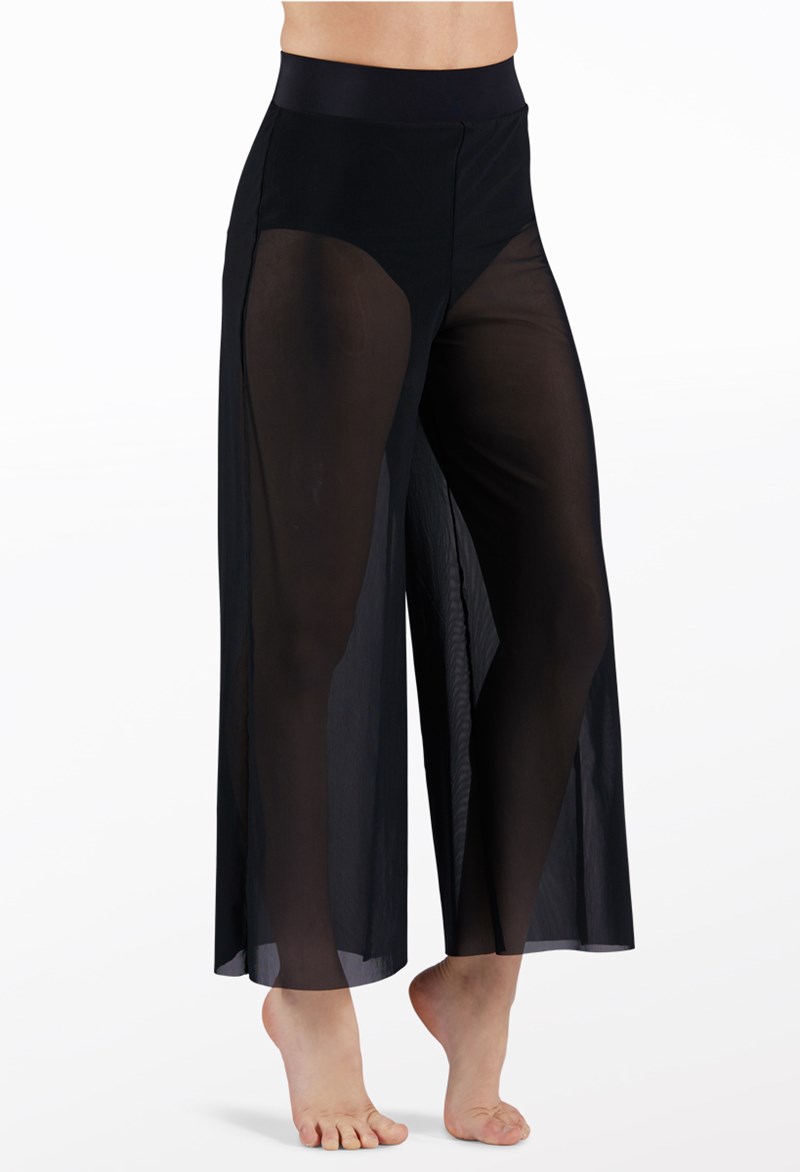 Dance Bottoms - Mesh Culotte Pants - Black - Large Adult - SM11441