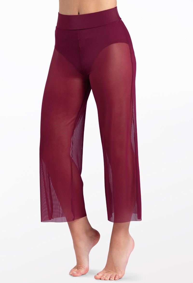 Dance Bottoms - Mesh Culotte Pants - Black Cherry - Medium Adult - SM11441