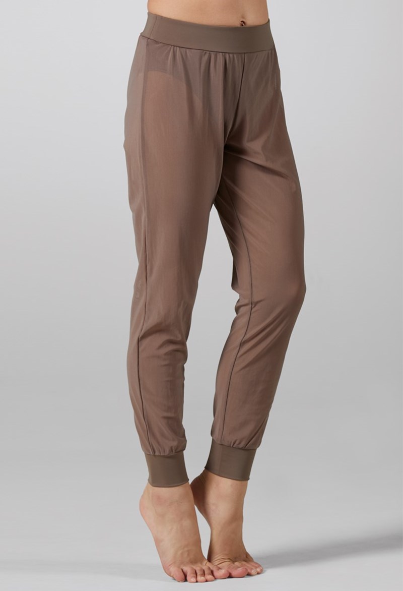 Dance Leggings - Mesh Jogger Pants - Mocha - Large Adult - SM11625