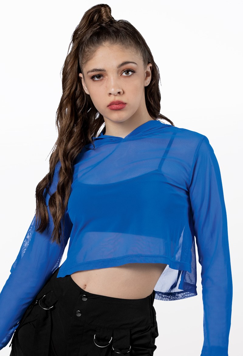 Dance Tops - Cropped Mesh Hoodie - Royal - Extra Large Adult - SM11765