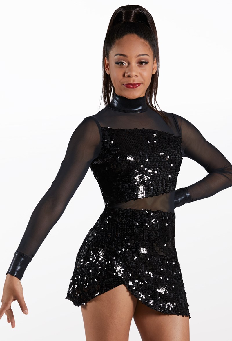 Dance Dresses - Ultra Sparkle Wrap Front Dress - Black - Large Child - SQ11734