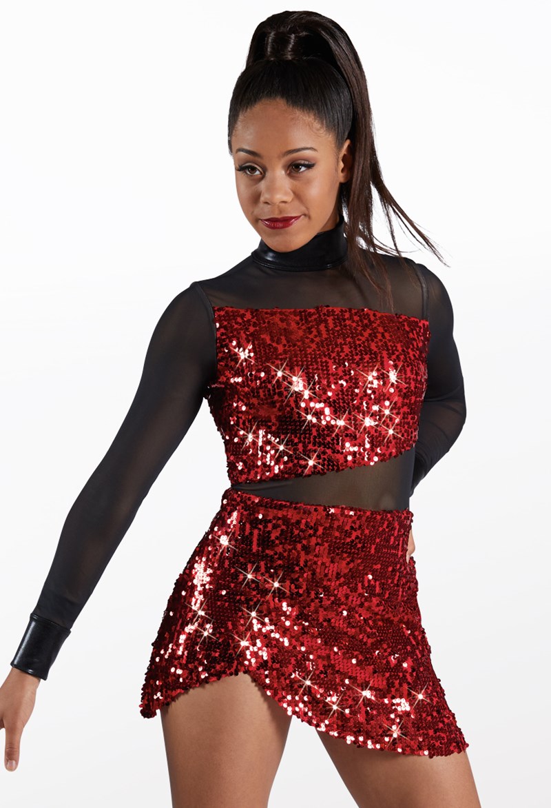 Dance Dresses - Ultra Sparkle Wrap Front Dress - Red - Extra Large Adult - SQ11734