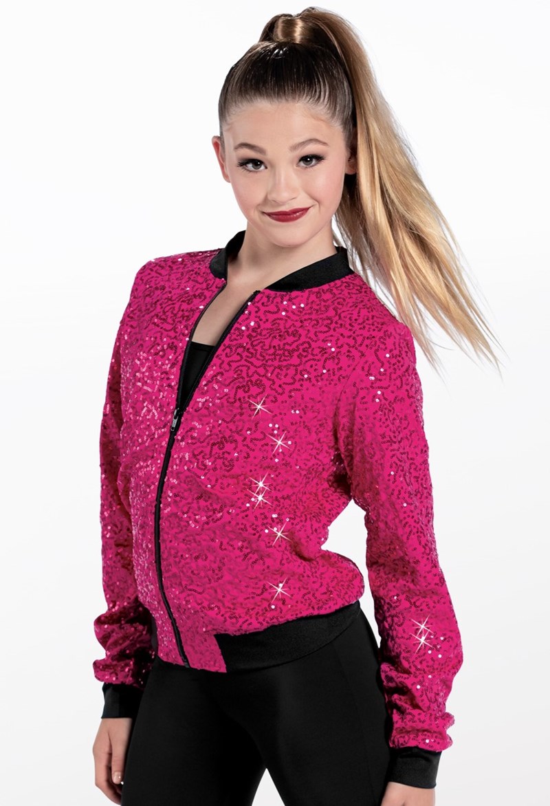 Dance Tops - Sequin Bomber Jacket - Lipstick - Extra Large Adult - SQ13866