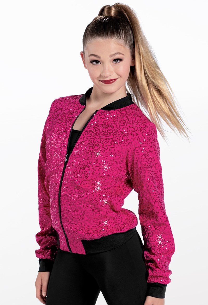 Dance Tops - Sequin Bomber Jacket - Lipstick - Large Adult - SQ13866