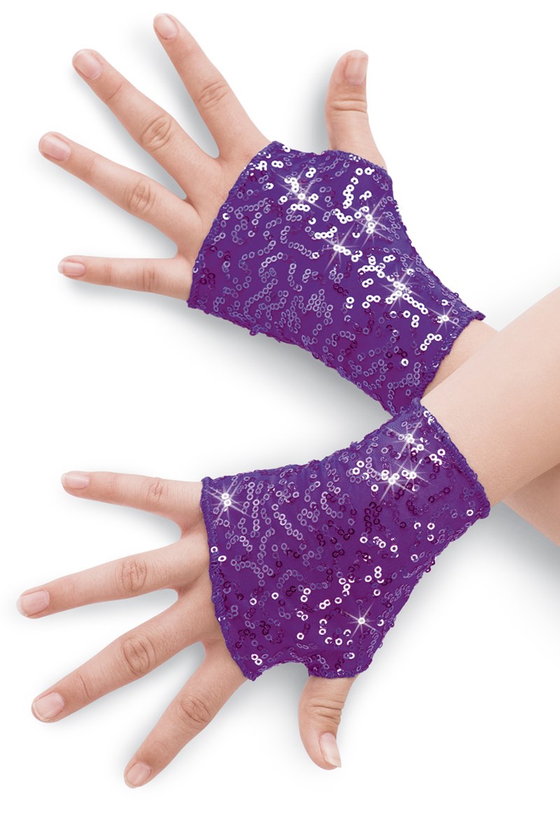 Dance Accessories - Sequin Performance Mitts - ELECTRIC PURPLE - LCA - SQ3908