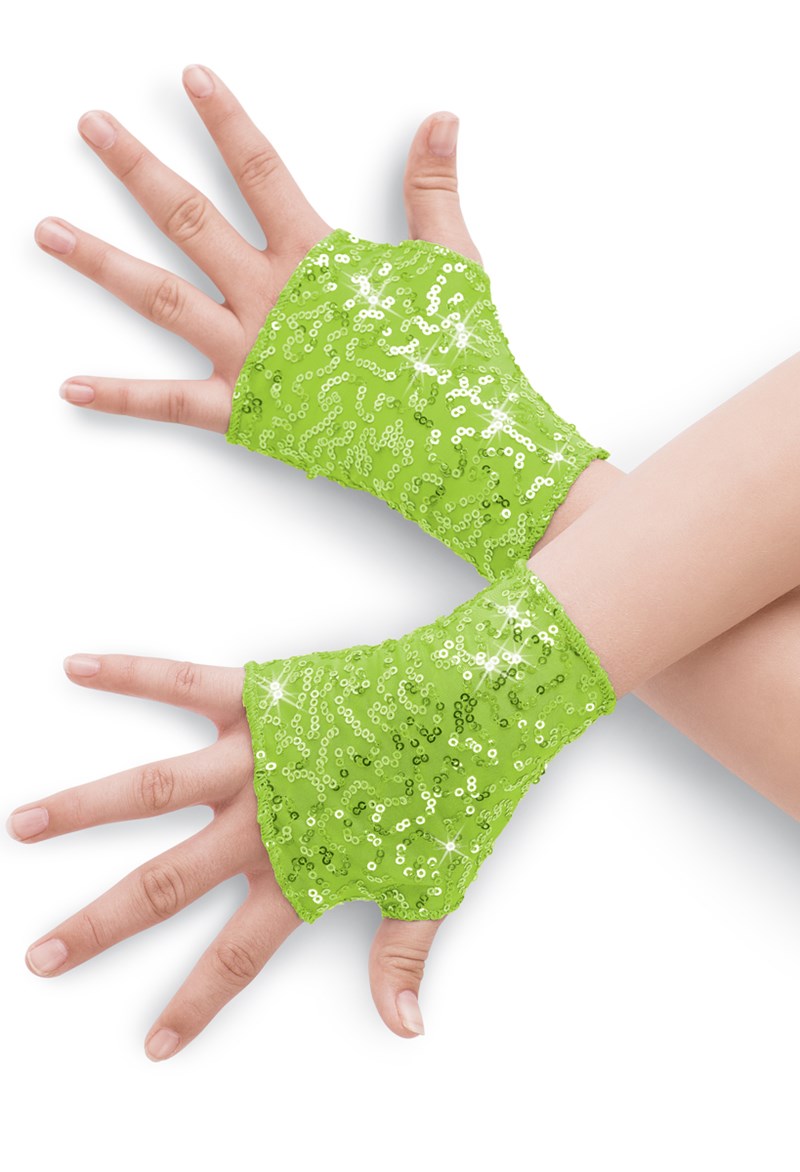 Dance Accessories - Sequin Performance Mitts - Lime - LCA - SQ3908