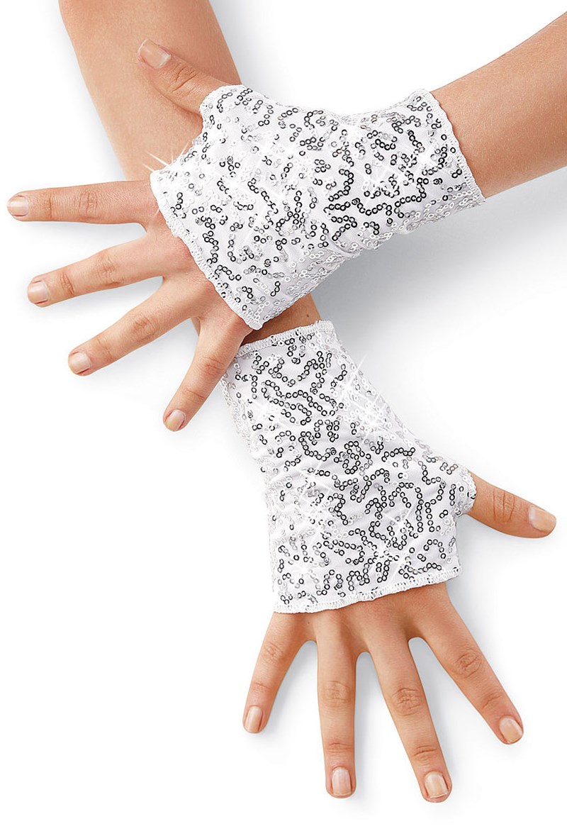Dance Accessories - Sequin Performance Mitts - White - LCA - SQ3908