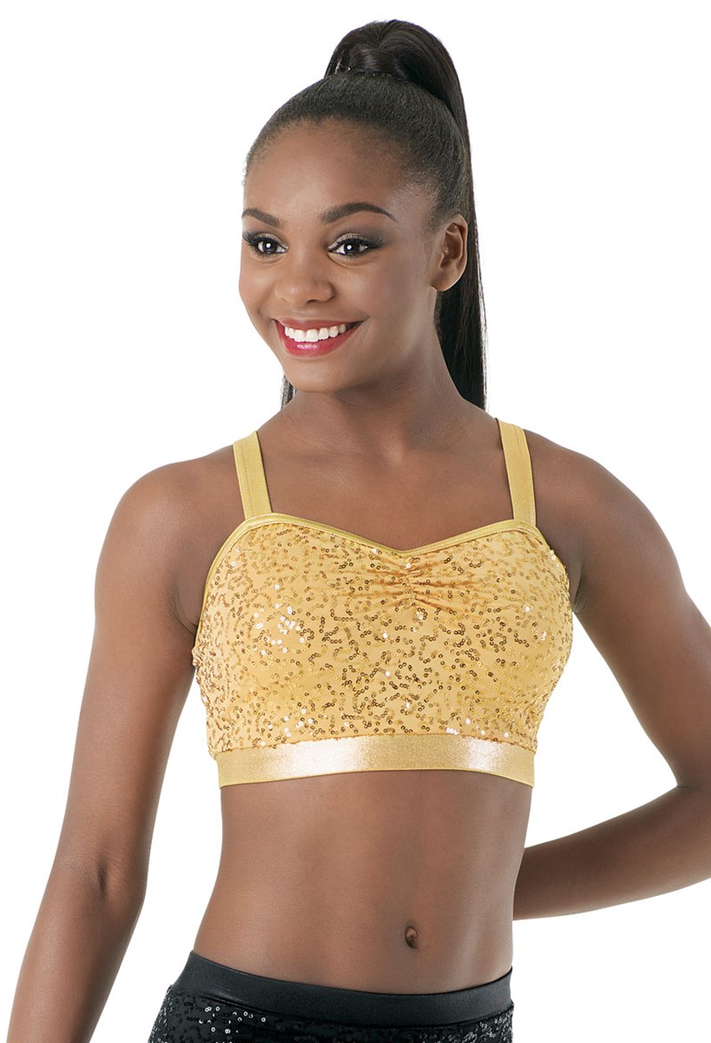 Dance Tops - Sequin Performance Bra Top - Gold - Large Child - SQ9663