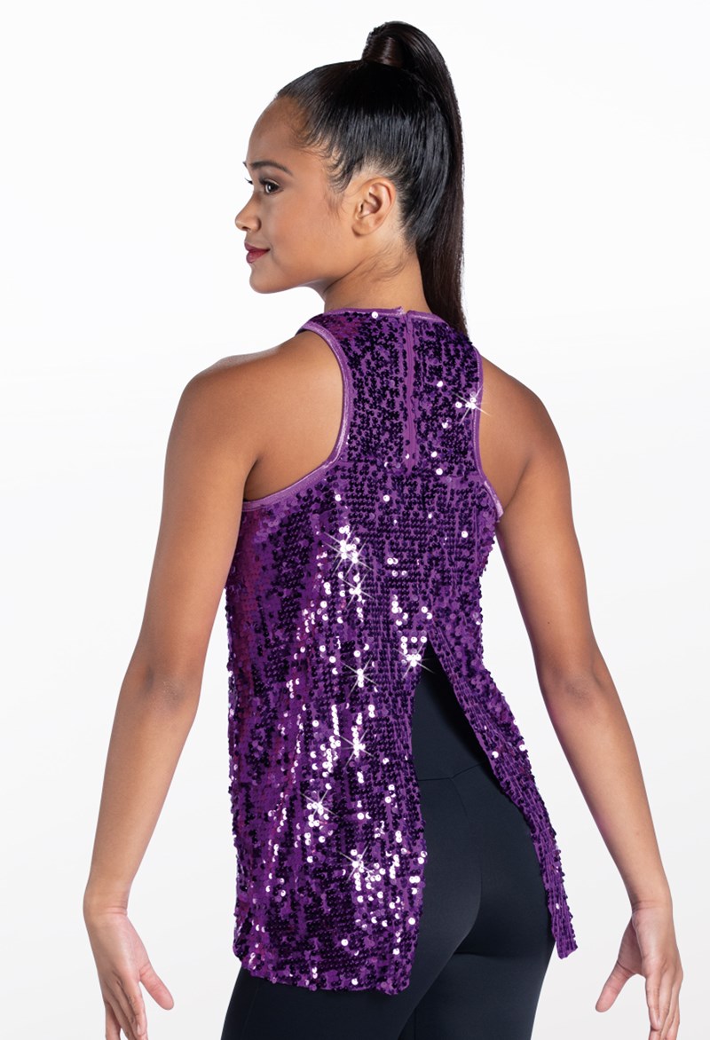 Dance Tops - Ultra Sparkle Flyaway Tank Top - ELECTRIC PURPLE - Medium Child - SQ9682