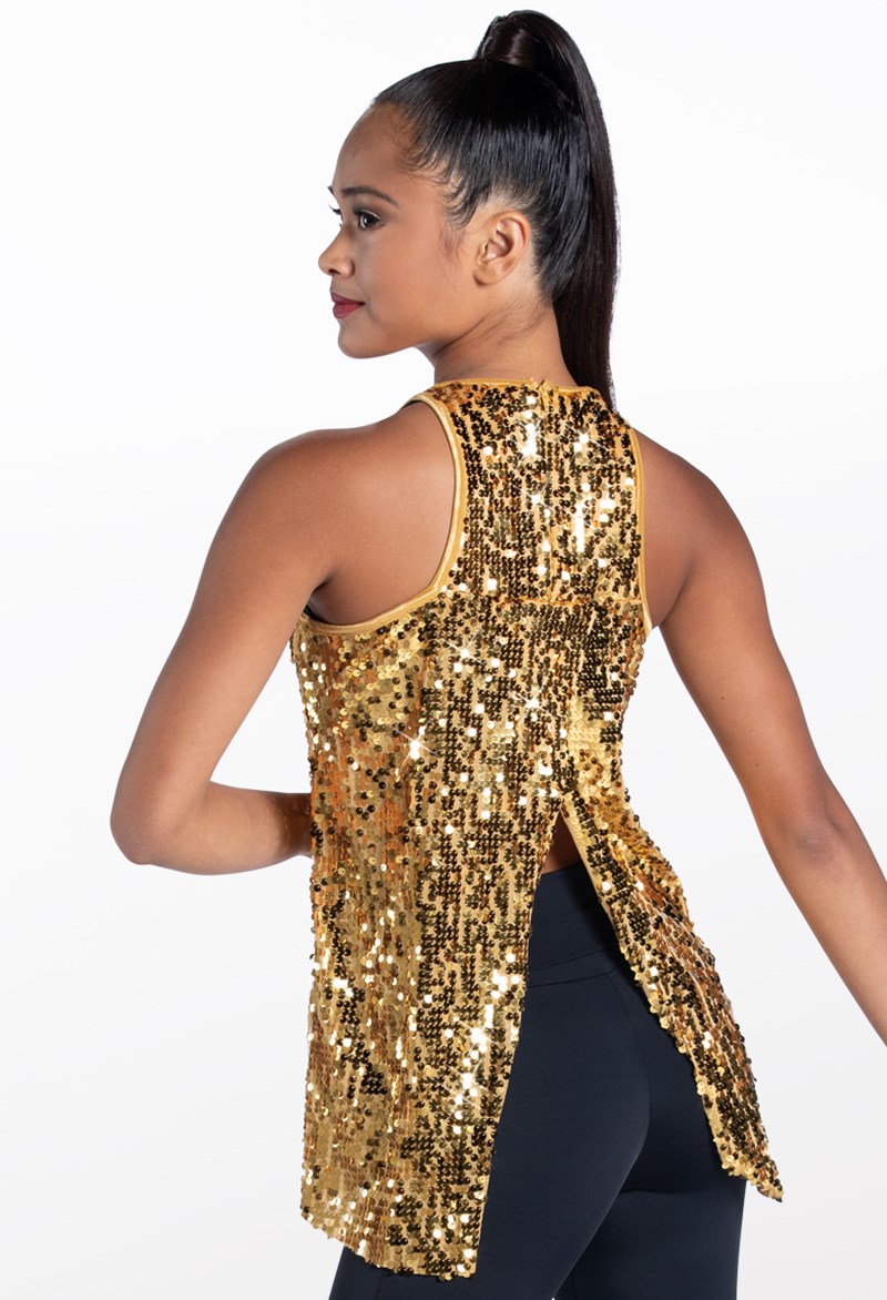 Dance Tops - Ultra Sparkle Flyaway Tank Top - Gold - Extra Extra Large Child - SQ9682