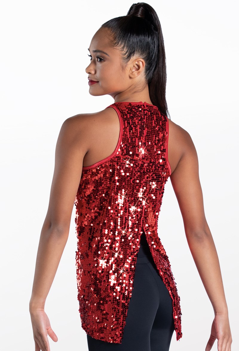 Dance Tops - Ultra Sparkle Flyaway Tank Top - Red - 2X Large - SQ9682