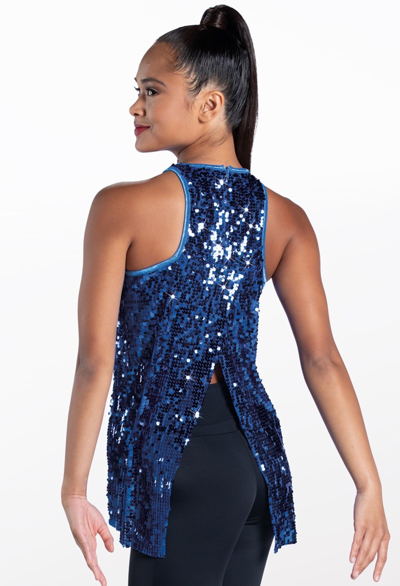 Dance Tops - Ultra Sparkle Flyaway Tank Top - Royal - Medium Adult - SQ9682