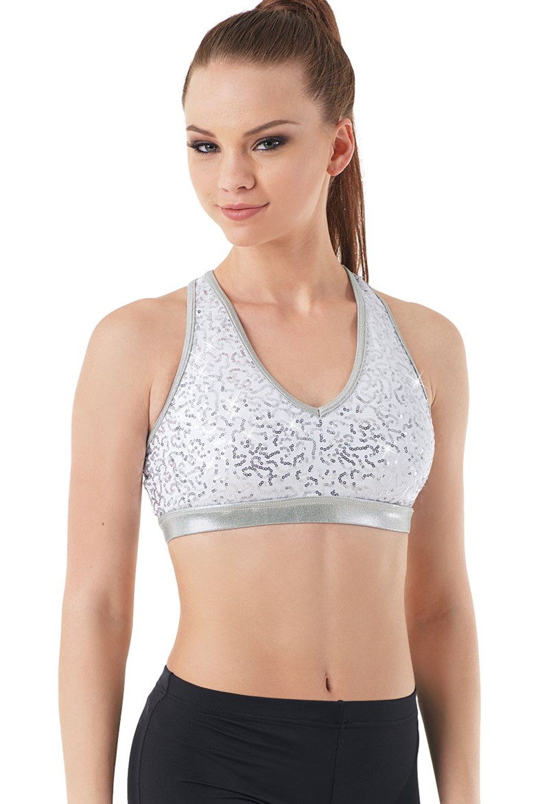 Sequin Spandex T-Back Bra Top