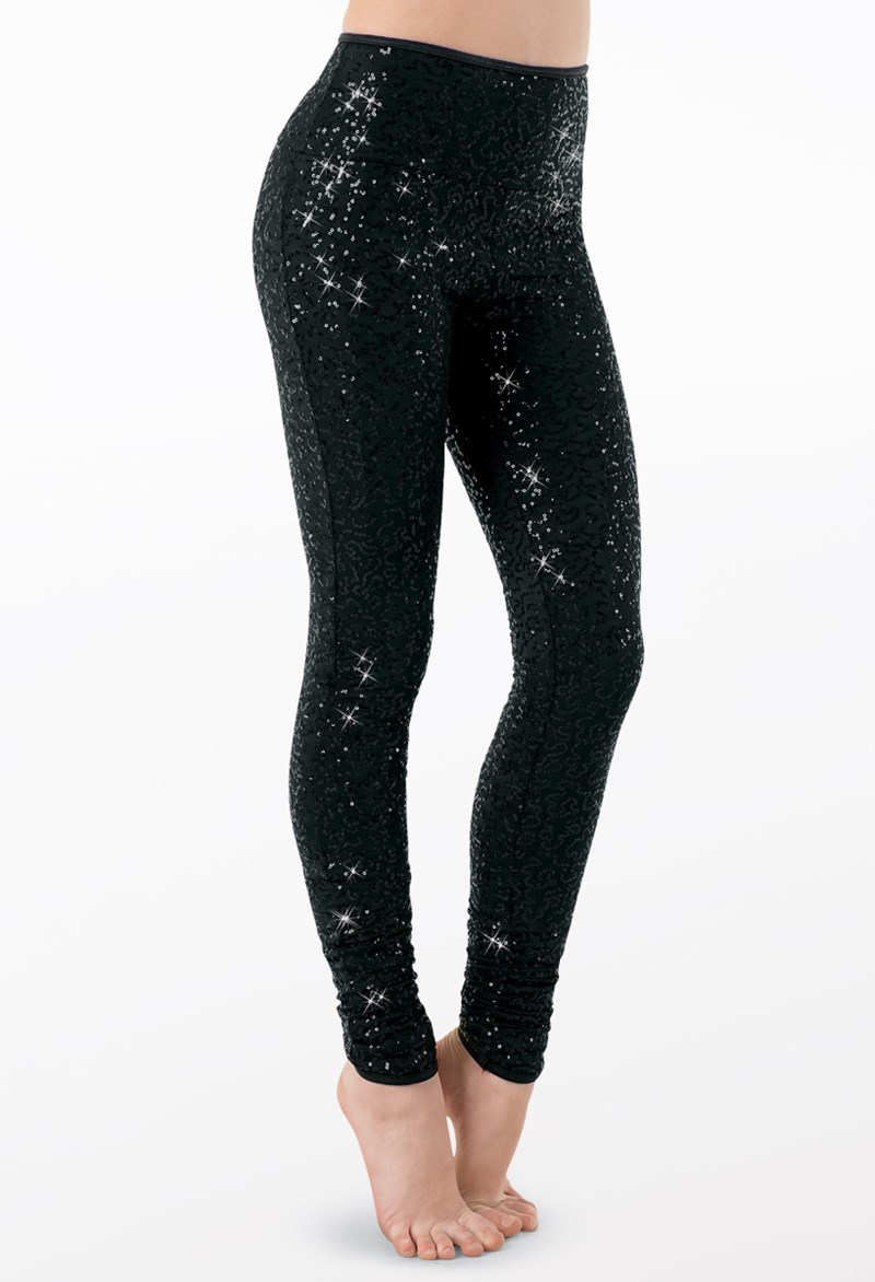 Wide Waistband Sequin Leggings