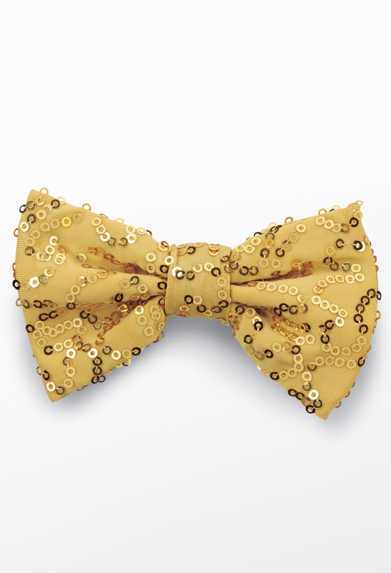 Dance Accessories - Sequin Spandex Bow Tie - Gold - ADLT - TIE1