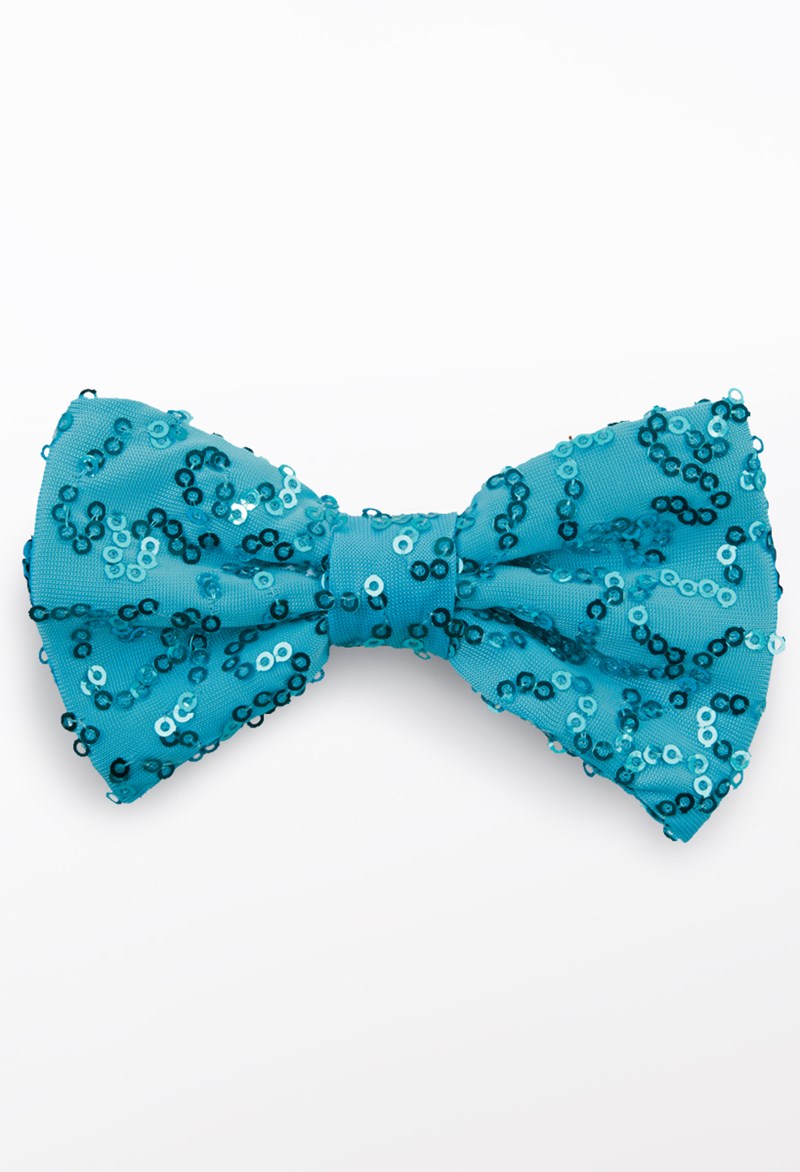 Dance Accessories - Sequin Spandex Bow Tie - Turquoise - CHLD - TIE1