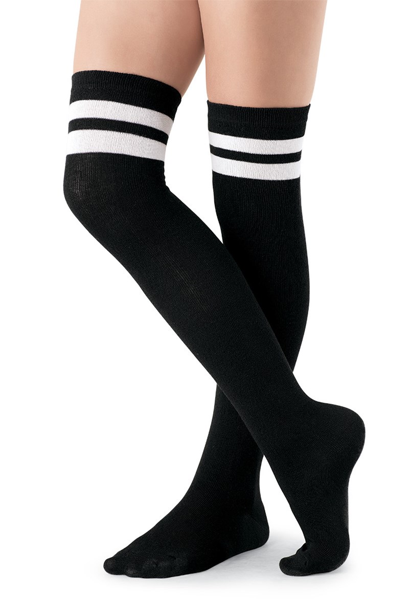 Dance Accessories - Over-The-Knee Socks - Black/White - ADLT - TS106