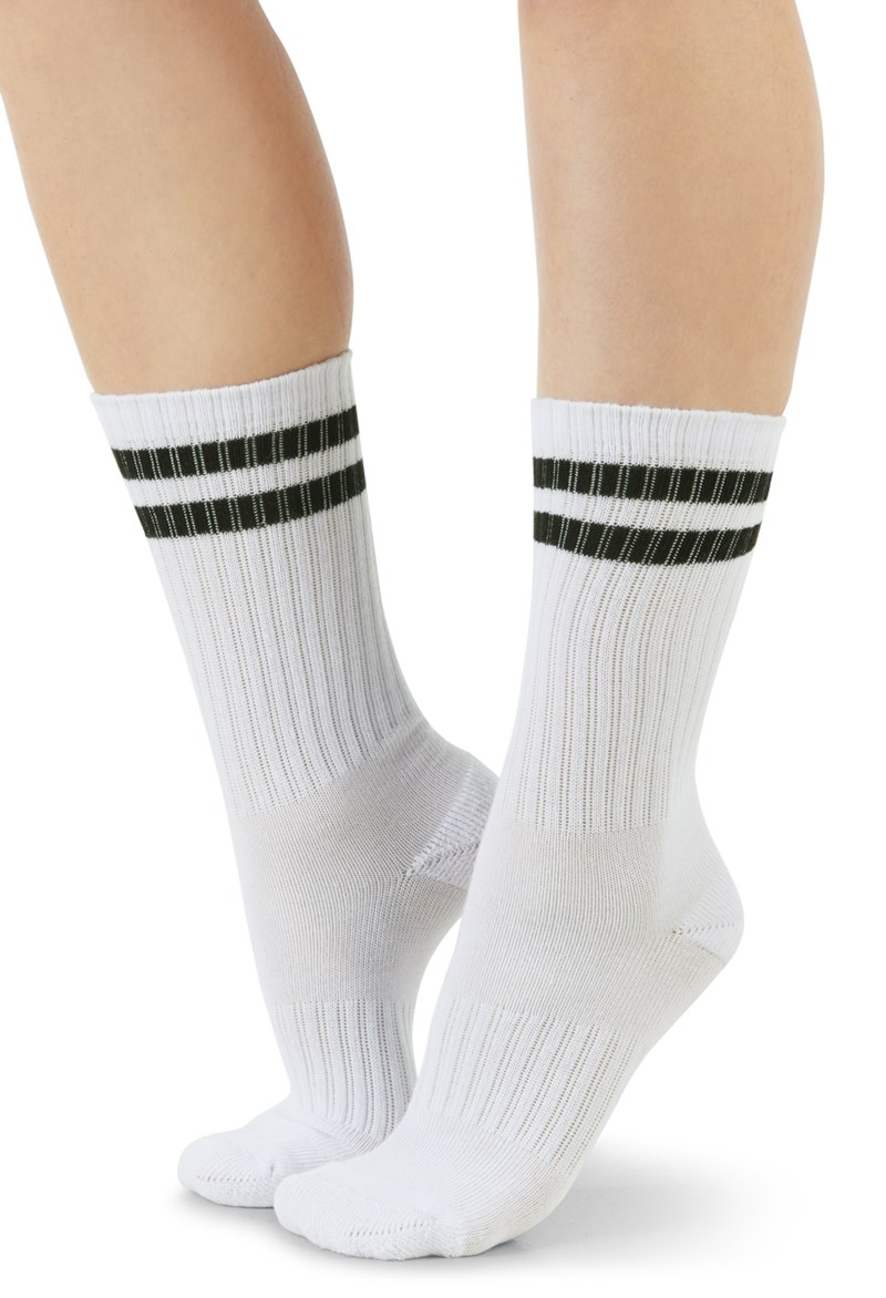 Dance Accessories - Classic Tube Socks - White/Black - XSSC - TS107