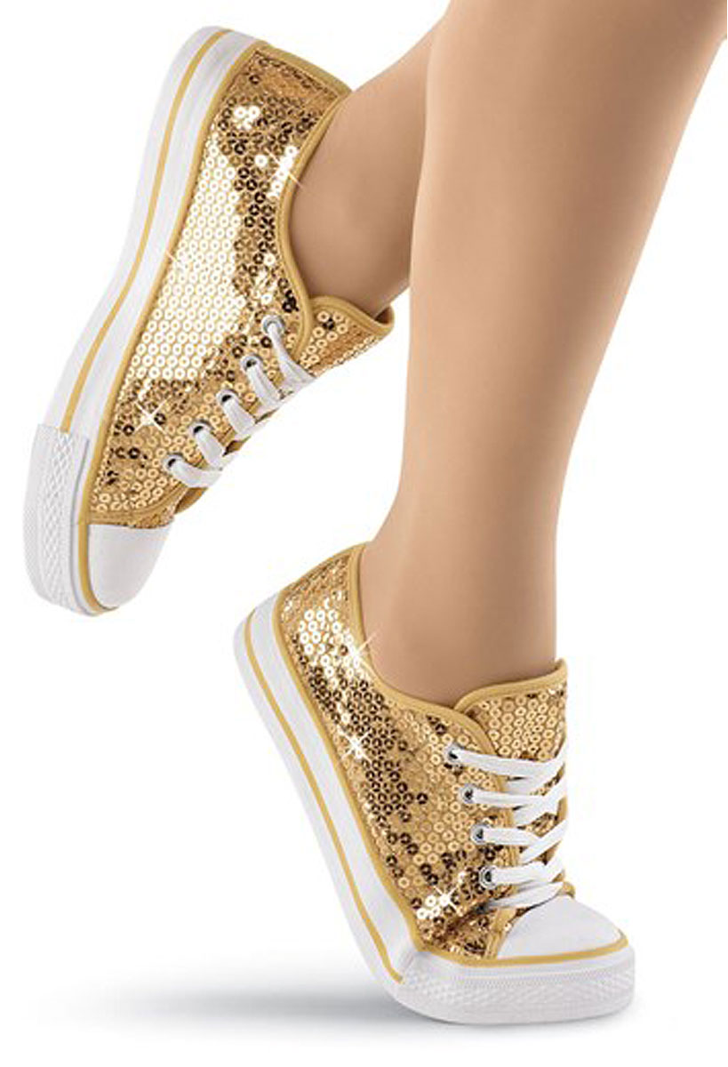 gold sequin tennis shoes