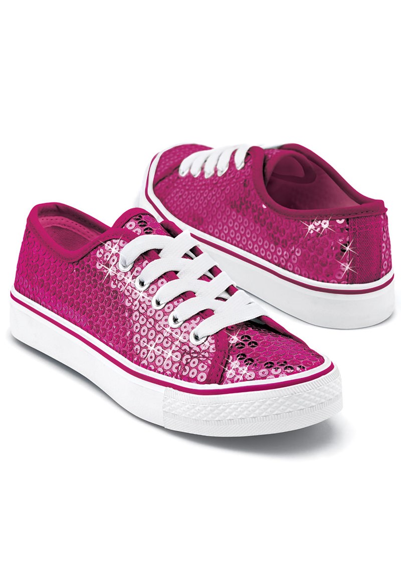 Dance Shoes - Sequin Low-Top Sneakers - Fuchsia - 3AM - WL6033