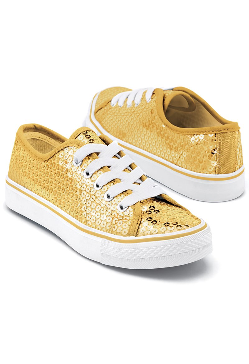 Dance Shoes - Sequin Low-Top Sneakers - Gold - 3AM - WL6033