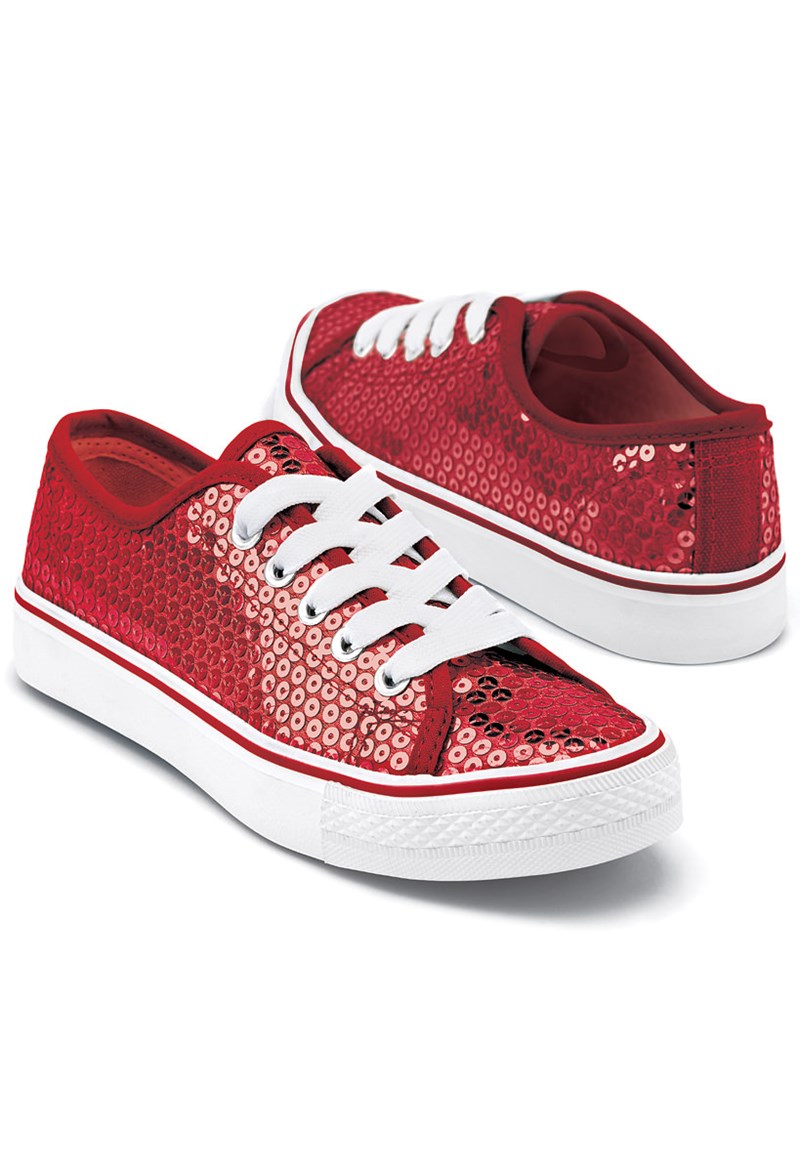 Dance Shoes - Sequin Low-Top Sneakers - Red - 10CM - WL6033