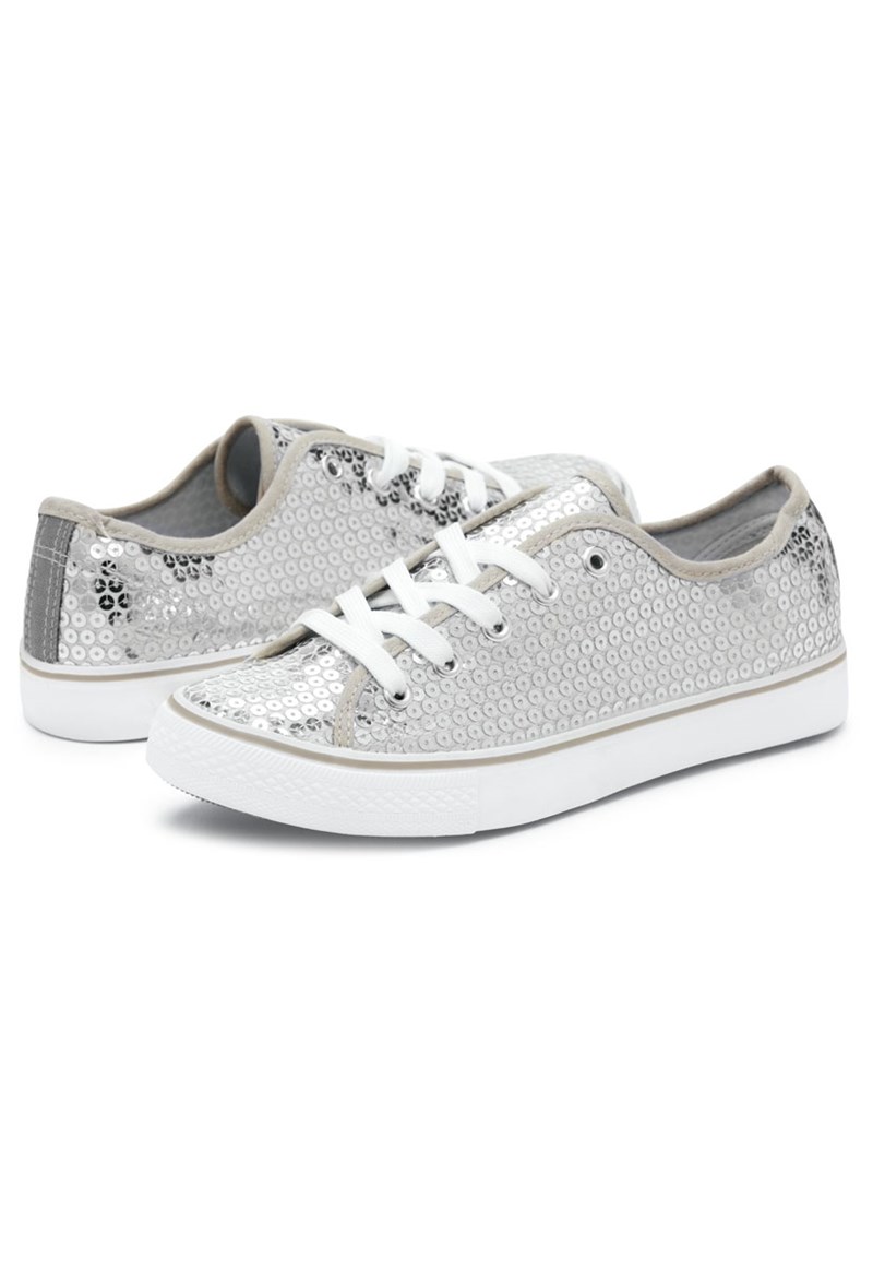 Dance Shoes - Sequin Low-Top Sneakers - Silver - 7AM - WL6033