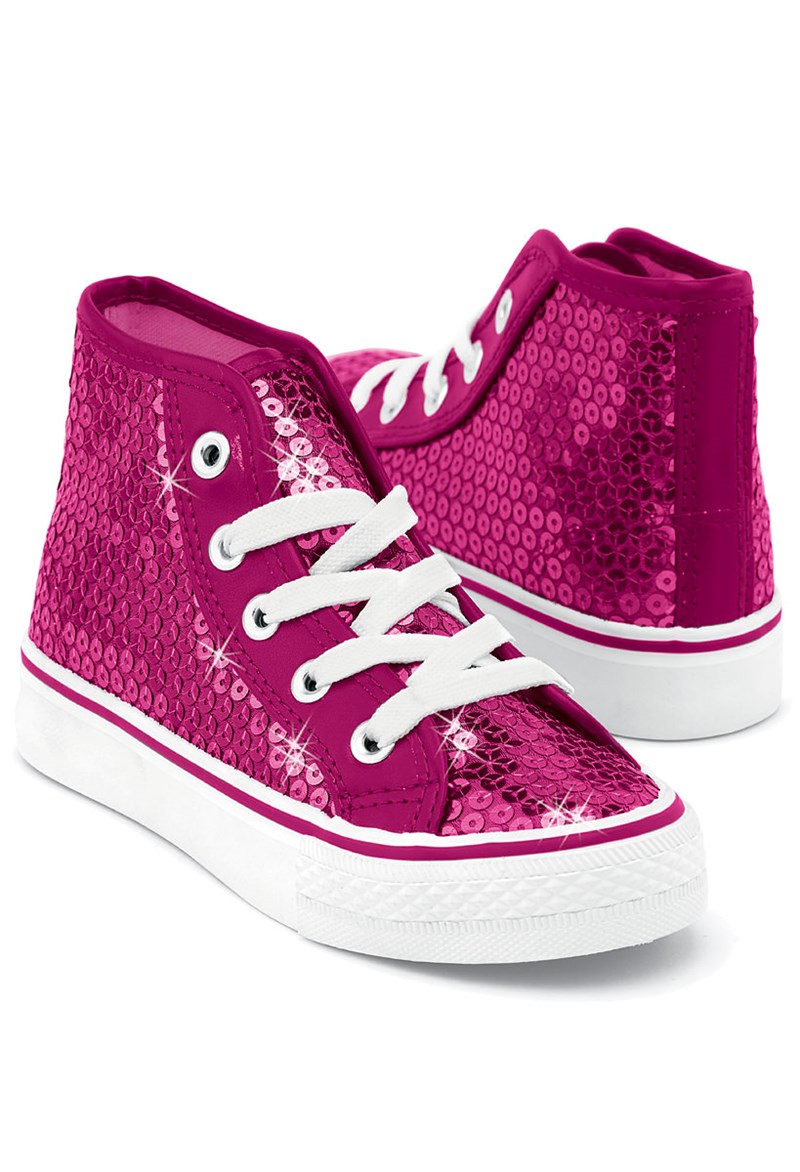 Dance Shoes - Sequin High-Top Sneakers - Fuchsia - 3AM - WL6034